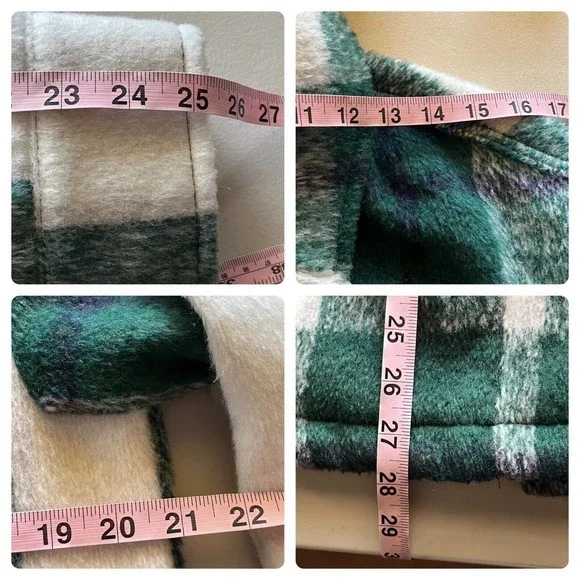Avec Les Filles sz M green white plaid button up long sleeve Shacket Shirt - Picture 6 of 10